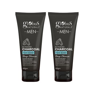 Globus Naturals Anti Pollution & Anti Acne Charcoal Face Wash, 100gm each 2's - Face Wash & Cleansers