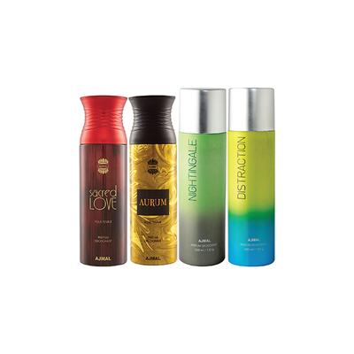 Ajmal 1 Sacred Love, 1 Aurum Femme, 1 Nightingale And 1 Distraction Deodorants Pack of 4 200 ml - Deodorants/Roll-Ons