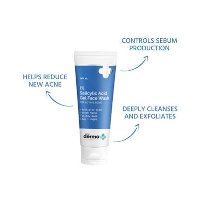 The Derma Co. 1 Percent Salicylic Acid Gel Daily Face Wash for Active Acne 100ml - Face Washes