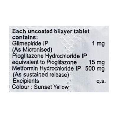 Glimser P 1/500/15mg Tablet 15'S - Diabetes-Ant