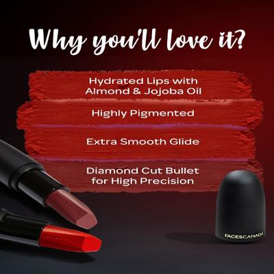 Facescanada Weightless Matte Finish Lipstick Kissed Ruby 13 4.5 gm - Lipsticks