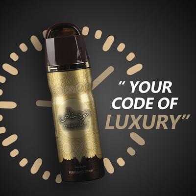 NUSUK Oud Khas Deodorant for Men, Perfumed Body Spray 200 ml - Men Deodorants/Roll-Ons