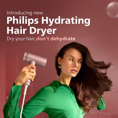 Philips Hydrating Hair Dryer Retain 100% Hair Strength, 2 magnetic attachment BHD837/10 1's - Hair Dryers