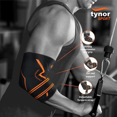 Tynor Elbow Support Air Pro - Black & Orange (L) 1's - Arm/Elbow Supports