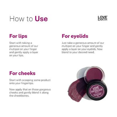 Love Earth Lip Tint & Cheek Tint Multipot - Pink From Inside - Purple 8 gm - Lip Stains & Tints