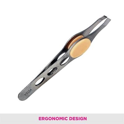 Vega Tweezer with Rubber Grip, Square Tip, 1 Piece (TW-04) 15 gm - Tweezers