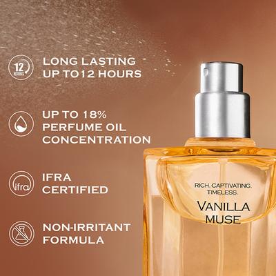 Mcaffeine Fien Vanilla Muse Perfume For Women- Sweet Vanilla EDP, 12 Hrs Long Lasting Scent 100 ml - Women Perfumes (Edt/Edp)