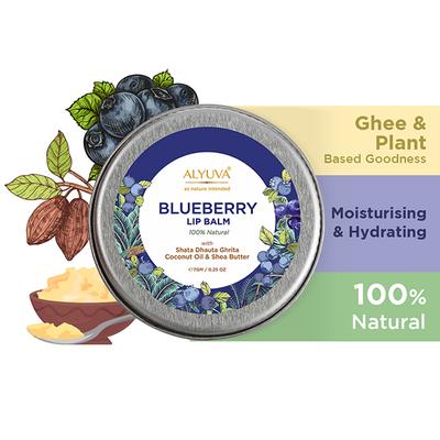 Alyuva Ghee Enriched Natural Blueberry Lip Balm, for all ages 7 gm - Lip Balms