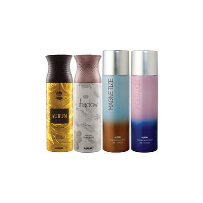Ajmal 1 Aurum Femme, 1 Shadow Homme Homme, 1 Magnetize And 1 Persuade Deodorants Pack of 4 200 ml - Deodorants/Roll-Ons