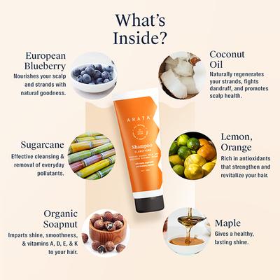 Arata Natural Cleansing Shampoo With Maple, Sugarcane & Blueberry Extracts 75 ml - Shampoos