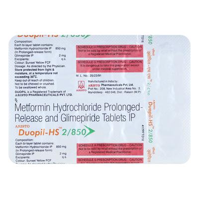 Duopil HS 2/850mg Tablet 10'S - Diabetes-Ant