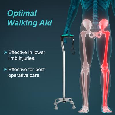 Tynor Walking Stick Quadripod - Silver 1's - Wheelchairs & Walking Sticks