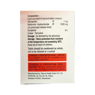 GLIDUM MF 1 1000 SR Tablet 10's - Diabetes-Ant