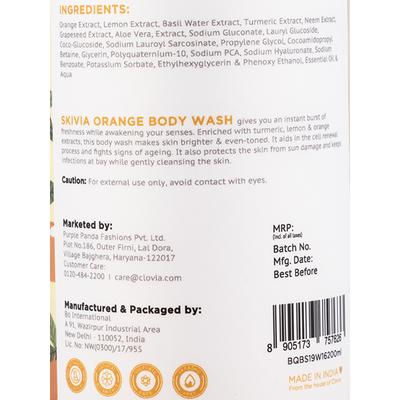 Skivia Orange Body Wash With Lemon & Turmeric 200 ml - Shower Gels & Body Wash