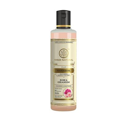 KHADI NATURAL ROSE GERANIUM MASSAGE OIL PARABEN MINERAL OIL FREE 210 ml - Massage Oils