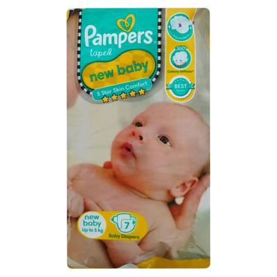 Pampers Taped New Born Baby Diapers 7's - Diapers & Wipes