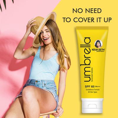 Keya Seth Aromatherapy Umbrella Sunscreen Solution SPF 60 UVB & PA+++ Raspberry Essential Oil 100ml - Body Sunscreen