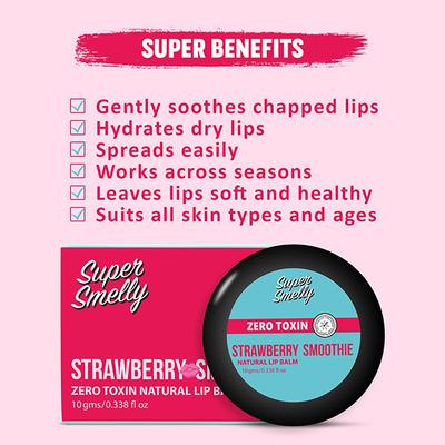 Super Smelly Strawberry Smoothie Natural Lip Balm 10 gm - Lip Balms
