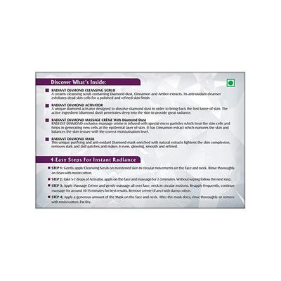Lotus Herbals Radiant Diamond Cellular Radiance 4 Facial Kit 148 Gm - Facial Kits
