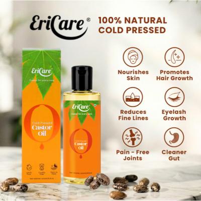 Ericare Cold Pressed Castor Oil 200 ml - Creams/Oils/Lotions