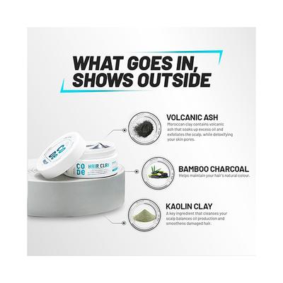 Wild Stone Code Hair Styling Clay for Men M Long Lasting Strong Hold Matte Finish with Volume 40 gm - Hair Gels & Waxes