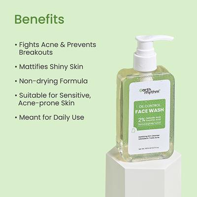 Earth Rhythm Oil Control Face Wash 150 gm - Face Wash & Cleansers