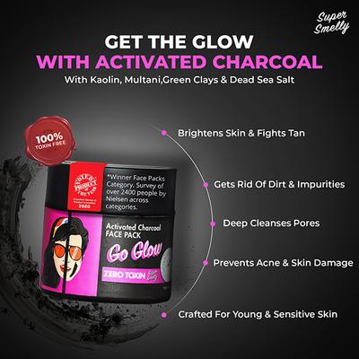 Super Smelly Go Glow Activated Charcoal Face Pack 70 gm - Face Packs