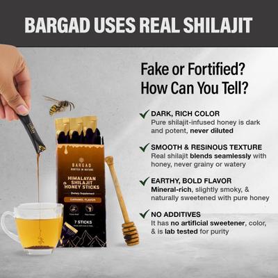 Bargad Himalayan Shilajit Honey Sticks - Caramel Flavour 7's - Speciality Medicines