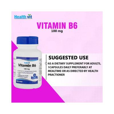 Healthvit Vitamin B6 100 MG-Capsules 60's - Multi-Vitamins