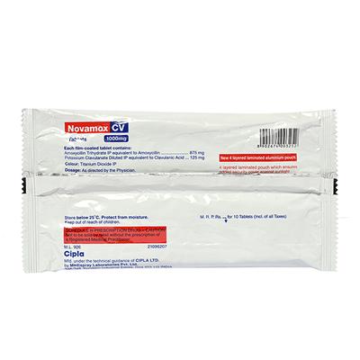 NOVAMOX CV 1gm Tablet 10's - Bacterial Infections-Pen