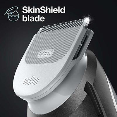 Braun Body Groomer 3 for Men from Gillette, BG3340, Manscaping Tool, SkinShield Technology Gray and Black 330 gm - Grooming Kits
