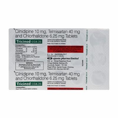 Tricinod 10/6.25Mg Tablet 15's - Hypertension-Ang
