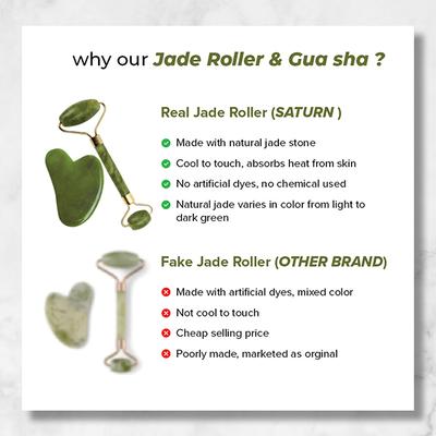 Saturn By GHC Jade Roller & Gua Sha Face & Neck Massage Kit 120 gm - Gua Shas & Rollers