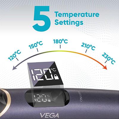 Vega Litstyle L1 Hair Straightener Brush for Women with Smart Memory Function, Quick Heat-Up, VHSB-06 525 gm - Hair Brushes