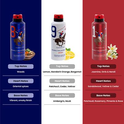 Beverly Hills Polo Club Men Trio Pack Body Spray + Pour Homme Series Collection Women EDP Set 589 ml 1's - Deodorants/Roll-Ons