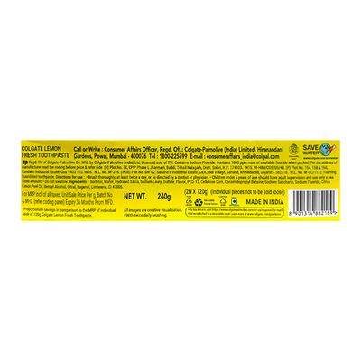 Colgate Lemon Fresh Gel ToothPaste (Pack Of 2 X 120 g) - Toothpaste