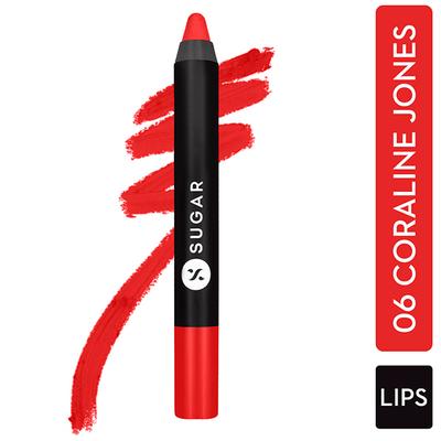 SUGAR Cosmetics Matte As Hell Crayon Lipstick - 06 Coraline Jones (Orange Coral) 2.8 gm - Lip Crayons