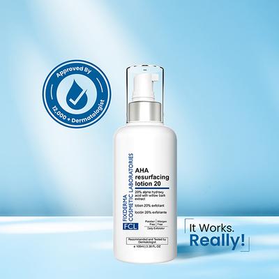 FCL Glycolic Acid AHA 20 Lotion for Body and Face, Dead Skin Remover, AHA Exfoliating Lotion 100 ml - Face Wash & Cleansers