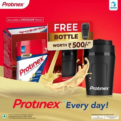 Protinex Powder - Creamy Vanilla Flavour 400 gm (Refill Pack) with Free Bottle 325 ml - Protein Drink