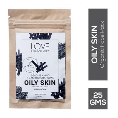Love Organically Oily Skin Organic Face Pack Powder - Dead Sea Mud + Bamboo Charcoal 25 gm - Face Packs