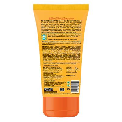 Vlcc 3D Youth Best Spf40 Sunscreen Gel Cream 50 Gm - Face Sunscreen