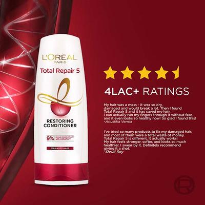 Loreal Paris Total Repair 5 Restoring Conditioner with Keratin Xs for Damaged Hair 386 ml - Conditioners