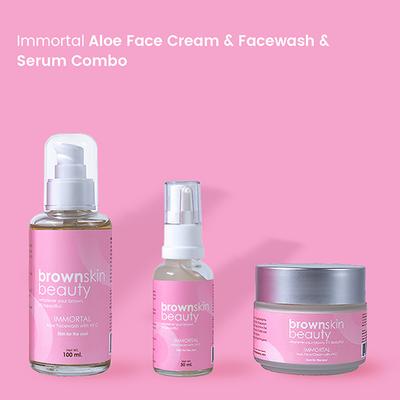 BrownSkin Beauty Immortal Aloe Face Cream and Facewash and Serum Combo 2's - Face Washes
