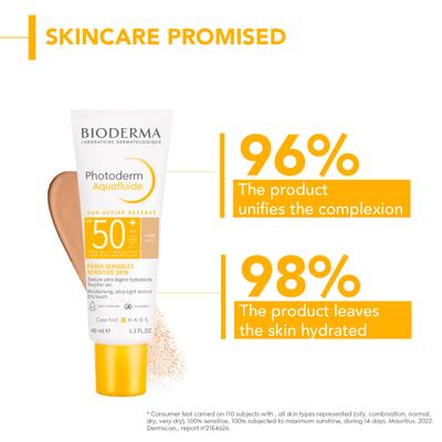 Bioderma Photoderm Aquafluide Claire SPF 50+ PA++++ Tinted Sunscreen - All Skin Types, In Vivo Tested 40 ml - Face Sunscreen