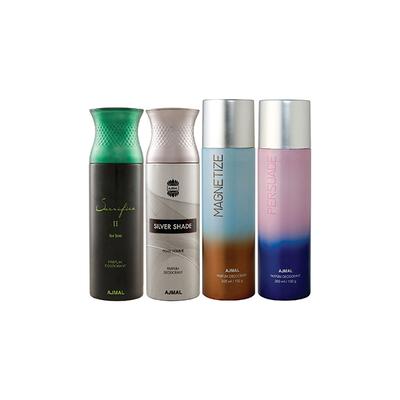 Ajmal 1 Sacrifice II For Him, 1 Silver Shade Homme, 1 Magnetize And 1 Persuade Deodorants Pack of 4 200 ml - Deodorants/Roll-Ons