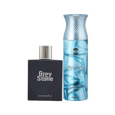 Maryaj Grey Stone EDP Aromatic Woody Perfume For Me And Ajmal Avid Homme Deodorant Aquatic Woody Fragrance 300 ml - Men Perfumes (Edt/Edp)