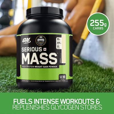 Optimum Nutrition (ON) Serious Mass Powder - Vanilla Flavour 6 lb - Workout Essentials
