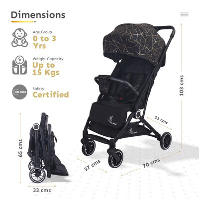 R for Rabbit Pocket Air Stroller - Black 1's - Baby Safety