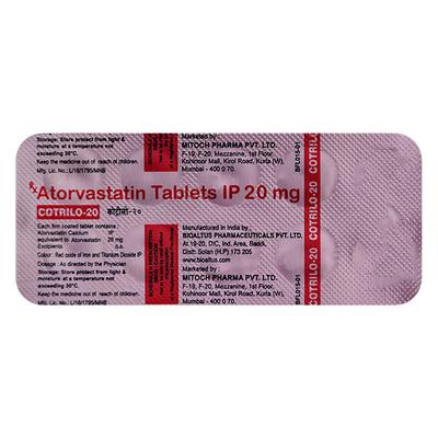 Cotrilo 20mg Tablet 10'S - High Cholesterol-Dys