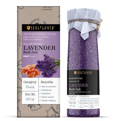 Soulflower Lavender Aroma Bath Salt 500 gm - Bath Salts